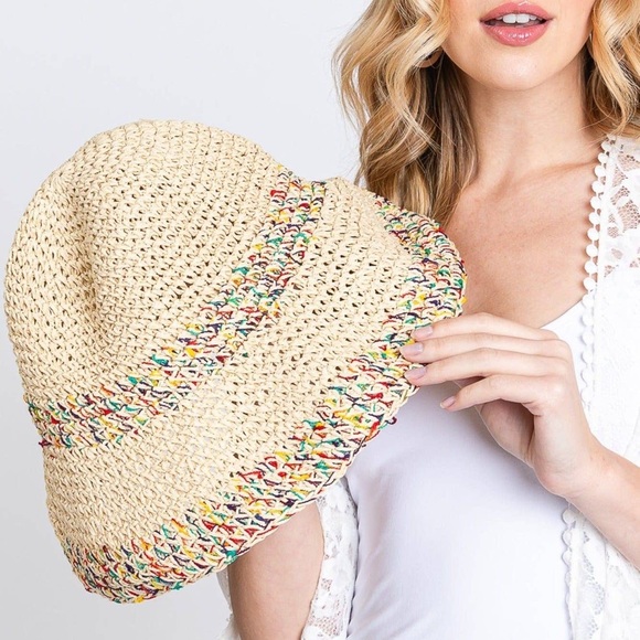 RAFFIA CARNIVAL SAND MULTI COLOR BUCKET HAT - Picture 5 of 10